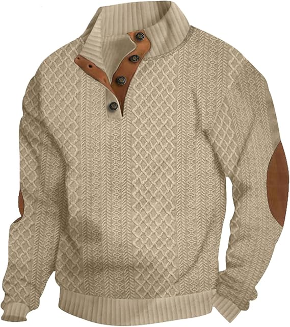 Sweatshirt Pullover Sweater Casual Long Sleeve Stand Collar Quarter Button Sweaters
