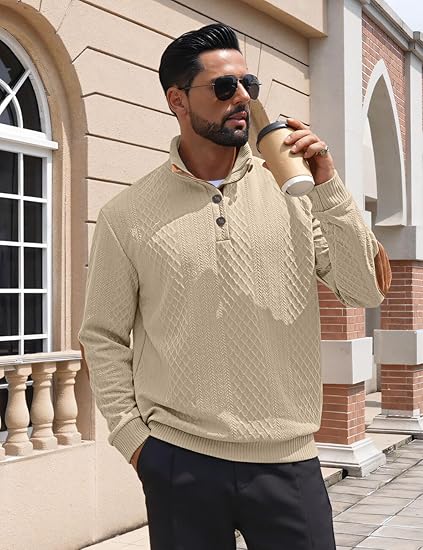 Sweatshirt Pullover Sweater Casual Long Sleeve Stand Collar Quarter Button Sweaters